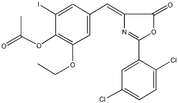 4-[(2-(2,5-dichlorophenyl)-5-oxo-1,3-oxazol-4(5H)-ylidene)methyl]-2-ethoxy-6-iodophenyl acetate Structure