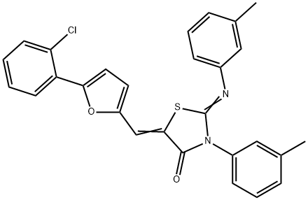 5-{[5-(2-chlorophenyl)-2-furyl]methylene}-3-(3-methylphenyl)-2-[(3-methylphenyl)imino]-1,3-thiazolidin-4-one 구조식 이미지