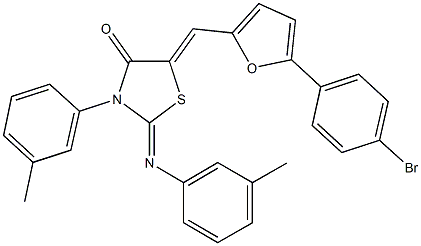 5-{[5-(4-bromophenyl)-2-furyl]methylene}-3-(3-methylphenyl)-2-[(3-methylphenyl)imino]-1,3-thiazolidin-4-one Structure