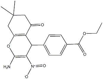 ethyl 4-{2-amino-3-nitro-7,7-dimethyl-5-oxo-5,6,7,8-tetrahydro-4H-chromen-4-yl}benzoate 구조식 이미지