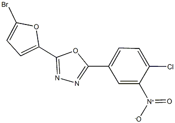 2-(5-bromo-2-furyl)-5-{4-chloro-3-nitrophenyl}-1,3,4-oxadiazole 구조식 이미지