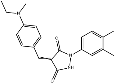 1-(3,4-dimethylphenyl)-4-{4-[ethyl(methyl)amino]benzylidene}-3,5-pyrazolidinedione 구조식 이미지