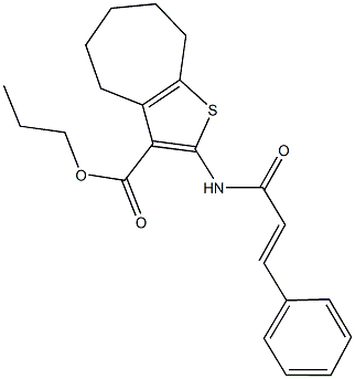 propyl 2-(cinnamoylamino)-5,6,7,8-tetrahydro-4H-cyclohepta[b]thiophene-3-carboxylate 구조식 이미지