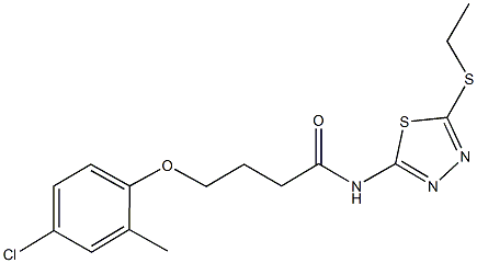 4-(4-chloro-2-methylphenoxy)-N-[5-(ethylsulfanyl)-1,3,4-thiadiazol-2-yl]butanamide Structure