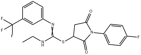 1-(4-fluorophenyl)-2,5-dioxo-3-pyrrolidinyl N-ethyl-N'-[3-(trifluoromethyl)phenyl]imidothiocarbamate 구조식 이미지