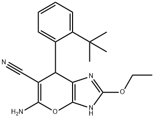 5-amino-7-(2-tert-butylphenyl)-2-ethoxy-3,7-dihydropyrano[2,3-d]imidazole-6-carbonitrile 구조식 이미지