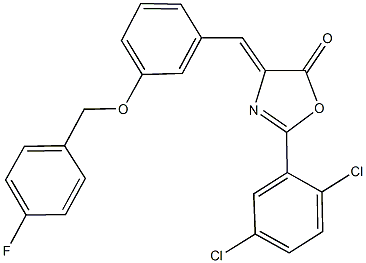 2-(2,5-dichlorophenyl)-4-{3-[(4-fluorobenzyl)oxy]benzylidene}-1,3-oxazol-5(4H)-one 구조식 이미지