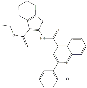 ethyl 2-({[2-(2-chlorophenyl)-4-quinolinyl]carbonyl}amino)-4,5,6,7-tetrahydro-1-benzothiophene-3-carboxylate 구조식 이미지