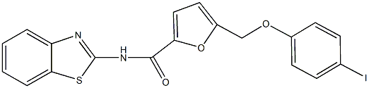 N-(1,3-benzothiazol-2-yl)-5-[(4-iodophenoxy)methyl]-2-furamide 구조식 이미지