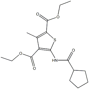 diethyl 5-[(cyclopentylcarbonyl)amino]-3-methyl-2,4-thiophenedicarboxylate Structure