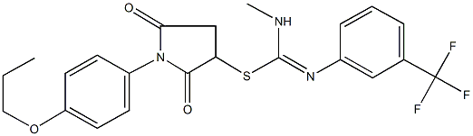 2,5-dioxo-1-(4-propoxyphenyl)-3-pyrrolidinyl N-methyl-N'-[3-(trifluoromethyl)phenyl]imidothiocarbamate 구조식 이미지