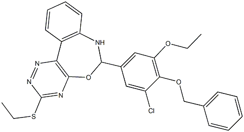 6-[4-(benzyloxy)-3-chloro-5-ethoxyphenyl]-3-(ethylsulfanyl)-6,7-dihydro[1,2,4]triazino[5,6-d][3,1]benzoxazepine Structure
