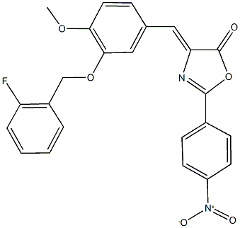 4-{3-[(2-fluorobenzyl)oxy]-4-methoxybenzylidene}-2-{4-nitrophenyl}-1,3-oxazol-5(4H)-one 구조식 이미지