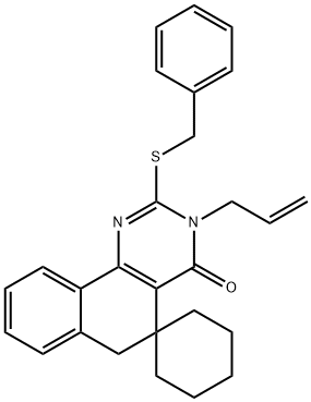 3-allyl-2-(benzylsulfanyl)-5,6-dihydrospiro(benzo[h]quinazoline-5,1'-cyclohexane)-4(3H)-one Structure