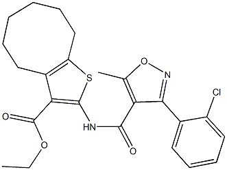 ethyl 2-({[3-(2-chlorophenyl)-5-methyl-4-isoxazolyl]carbonyl}amino)-4,5,6,7,8,9-hexahydrocycloocta[b]thiophene-3-carboxylate Structure