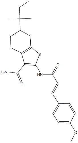 2-{[3-(4-methoxyphenyl)acryloyl]amino}-6-tert-pentyl-4,5,6,7-tetrahydro-1-benzothiophene-3-carboxamide 구조식 이미지