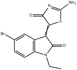 5-bromo-1-ethyl-3-(2-imino-4-oxo-1,3-thiazolidin-5-ylidene)-1,3-dihydro-2H-indol-2-one Structure