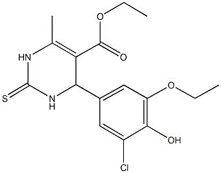 ethyl 4-(3-chloro-5-ethoxy-4-hydroxyphenyl)-6-methyl-2-thioxo-1,2,3,4-tetrahydro-5-pyrimidinecarboxylate 구조식 이미지