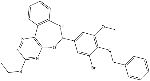 6-[4-(benzyloxy)-3-bromo-5-methoxyphenyl]-3-(ethylsulfanyl)-6,7-dihydro[1,2,4]triazino[5,6-d][3,1]benzoxazepine Structure