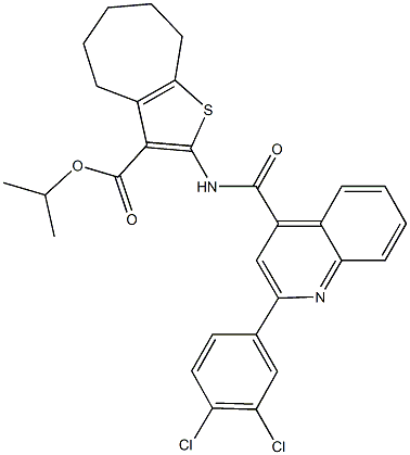 isopropyl 2-({[2-(3,4-dichlorophenyl)-4-quinolinyl]carbonyl}amino)-5,6,7,8-tetrahydro-4H-cyclohepta[b]thiophene-3-carboxylate Structure