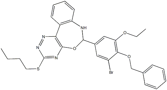 6-[4-(benzyloxy)-3-bromo-5-ethoxyphenyl]-3-(butylsulfanyl)-6,7-dihydro[1,2,4]triazino[5,6-d][3,1]benzoxazepine Structure