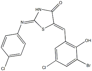 5-(3-bromo-5-chloro-2-hydroxybenzylidene)-2-[(4-chlorophenyl)imino]-1,3-thiazolidin-4-one Structure