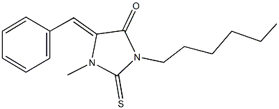 5-benzylidene-3-hexyl-1-methyl-2-thioxo-4-imidazolidinone Structure