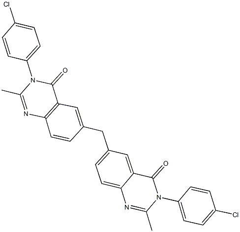 3-(4-chlorophenyl)-6-{[3-(4-chlorophenyl)-2-methyl-4-oxo-3,4-dihydro-6-quinazolinyl]methyl}-2-methyl-4(3H)-quinazolinone 구조식 이미지