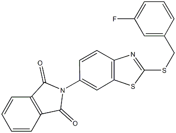 2-{2-[(3-fluorobenzyl)sulfanyl]-1,3-benzothiazol-6-yl}-1H-isoindole-1,3(2H)-dione Structure