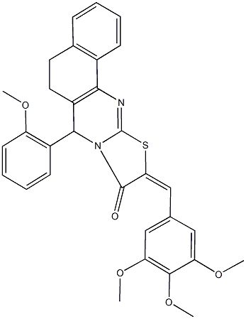 7-(2-methoxyphenyl)-10-(3,4,5-trimethoxybenzylidene)-5,7-dihydro-6H-benzo[h][1,3]thiazolo[2,3-b]quinazolin-9(10H)-one 구조식 이미지