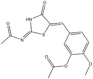 5-{[2-(acetylimino)-4-oxo-1,3-thiazolidin-5-ylidene]methyl}-2-methoxyphenyl acetate 구조식 이미지