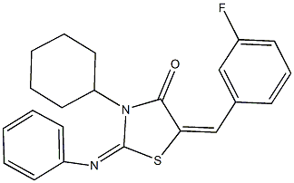 3-cyclohexyl-5-(3-fluorobenzylidene)-2-(phenylimino)-1,3-thiazolidin-4-one 구조식 이미지