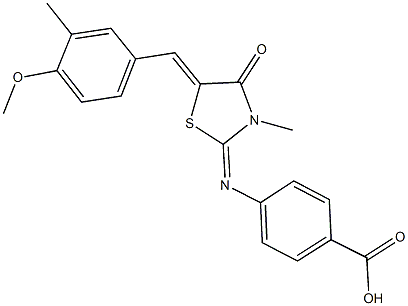 4-{[5-(4-methoxy-3-methylbenzylidene)-3-methyl-4-oxo-1,3-thiazolidin-2-ylidene]amino}benzoic acid 구조식 이미지