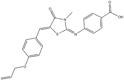 4-({5-[4-(allyloxy)benzylidene]-3-methyl-4-oxo-1,3-thiazolidin-2-ylidene}amino)benzoic acid Structure