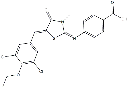 4-{[5-(3,5-dichloro-4-ethoxybenzylidene)-3-methyl-4-oxo-1,3-thiazolidin-2-ylidene]amino}benzoic acid 구조식 이미지