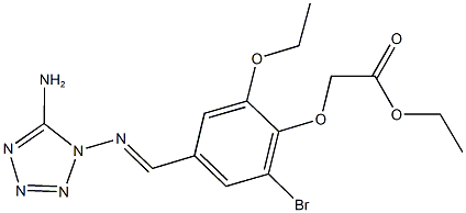 ethyl (4-{[(5-amino-1H-tetraazol-1-yl)imino]methyl}-2-bromo-6-ethoxyphenoxy)acetate 구조식 이미지