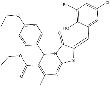 ethyl 2-(3-bromo-5-chloro-2-hydroxybenzylidene)-5-(4-ethoxyphenyl)-7-methyl-3-oxo-2,3-dihydro-5H-[1,3]thiazolo[3,2-a]pyrimidine-6-carboxylate 구조식 이미지
