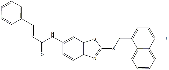 N-(2-{[(4-fluoro-1-naphthyl)methyl]sulfanyl}-1,3-benzothiazol-6-yl)-3-phenylacrylamide Structure