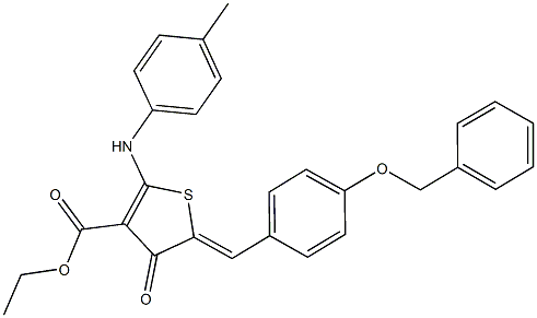 ethyl 5-[4-(benzyloxy)benzylidene]-4-oxo-2-(4-toluidino)-4,5-dihydro-3-thiophenecarboxylate 구조식 이미지