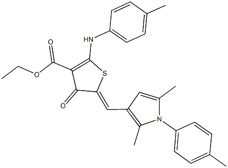 ethyl 5-{[2,5-dimethyl-1-(4-methylphenyl)-1H-pyrrol-3-yl]methylene}-4-oxo-2-(4-toluidino)-4,5-dihydro-3-thiophenecarboxylate 구조식 이미지