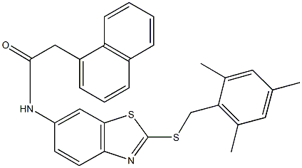 N-{2-[(mesitylmethyl)sulfanyl]-1,3-benzothiazol-6-yl}-2-(1-naphthyl)acetamide Structure