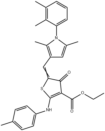 ethyl 5-{[1-(2,3-dimethylphenyl)-2,5-dimethyl-1H-pyrrol-3-yl]methylene}-4-oxo-2-(4-toluidino)-4,5-dihydro-3-thiophenecarboxylate 구조식 이미지