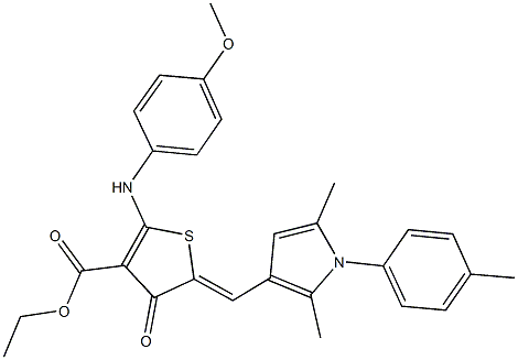 ethyl 5-{[2,5-dimethyl-1-(4-methylphenyl)-1H-pyrrol-3-yl]methylene}-2-(4-methoxyanilino)-4-oxo-4,5-dihydro-3-thiophenecarboxylate Structure