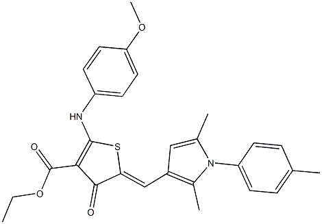 ethyl 5-{[2,5-dimethyl-1-(4-methylphenyl)-1H-pyrrol-3-yl]methylene}-2-(4-methoxyanilino)-4-oxo-4,5-dihydro-3-thiophenecarboxylate 구조식 이미지