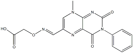 ({[(8-methyl-2,4-dioxo-3-phenyl-2,3,4,8-tetrahydro-6-pteridinyl)methylene]amino}oxy)acetic acid Structure