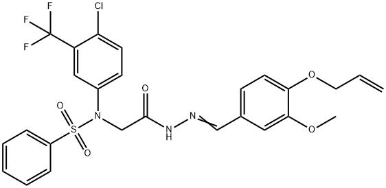 N-(2-{2-[4-(allyloxy)-3-methoxybenzylidene]hydrazino}-2-oxoethyl)-N-[4-chloro-3-(trifluoromethyl)phenyl]benzenesulfonamide 구조식 이미지