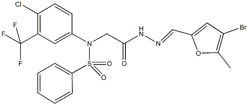 N-(2-{2-[(4-bromo-5-methyl-2-furyl)methylene]hydrazino}-2-oxoethyl)-N-[4-chloro-3-(trifluoromethyl)phenyl]benzenesulfonamide Structure