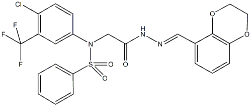 N-[4-chloro-3-(trifluoromethyl)phenyl]-N-{2-[2-(2,3-dihydro-1,4-benzodioxin-5-ylmethylene)hydrazino]-2-oxoethyl}benzenesulfonamide Structure