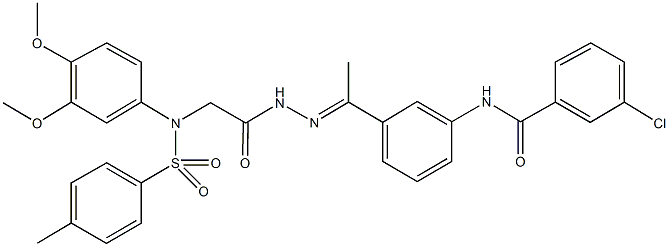 3-chloro-N-{3-[N-({3,4-dimethoxy[(4-methylphenyl)sulfonyl]anilino}acetyl)ethanehydrazonoyl]phenyl}benzamide Structure