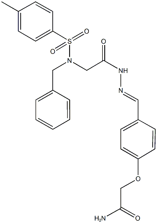 2-{4-[2-({benzyl[(4-methylphenyl)sulfonyl]amino}acetyl)carbohydrazonoyl]phenoxy}acetamide Structure